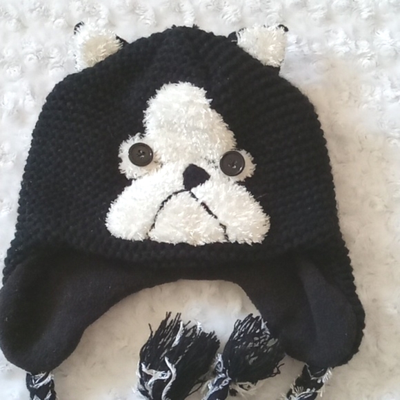 ⭐️ Host Pick ⭐️ Kids | Cute Bull Dog Black White Button Hat - Picture 2 of 5